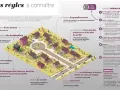 Illustration d'un quartier résidentiel montrant les démarches pour l'urbanisme réglementaire : permis de construire, déclaration préalable, etc.