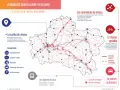 Carte du Loiret présentant l'infrastructure de mobilité : pôles, réseaux cyclables, bus, covoiturage et voiture.