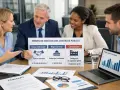 Équipe discutant des modes de gestion des contrats publics, avec un focus sur la "Régie Intéressée" et le partage des bénéfices.