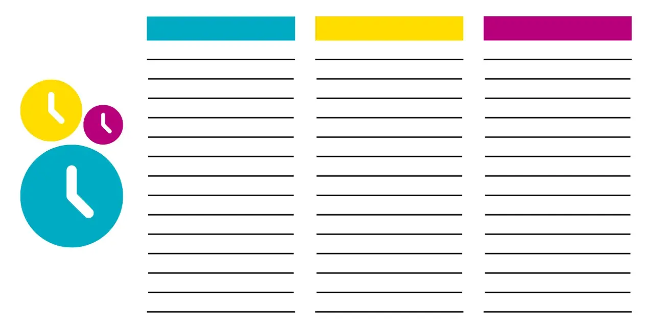 Horloges colorées et listes à remplir, comme un planning pour le tramway de Besançon.