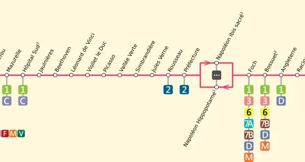 Ligne 4 : Aubigny, avec des correspondances vers Robretières. Les arrêts incluent Ordeville, Jardins de l'Ornay, et Napoléon Hippopotame.