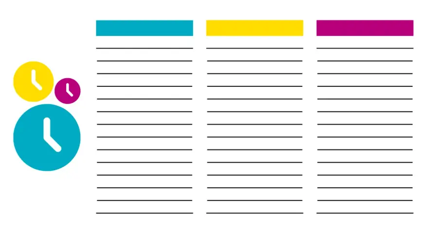 Horloges colorées et listes à remplir, comme un planning pour le tramway de Besançon.